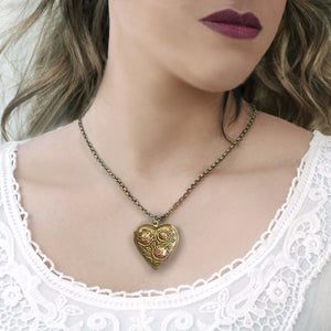 Victorian Heart Locket Necklace,