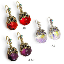 Load image into Gallery viewer, Prism Earrings, Crystal Earrings, Aqua Earrings, Octagon Prism Earrings, Emerald Earrings, Small Earrings, Delicate Earrings E1303