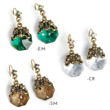 Load image into Gallery viewer, Prism Earrings, Crystal Earrings, Aqua Earrings, Octagon Prism Earrings, Emerald Earrings, Small Earrings, Delicate Earrings E1303