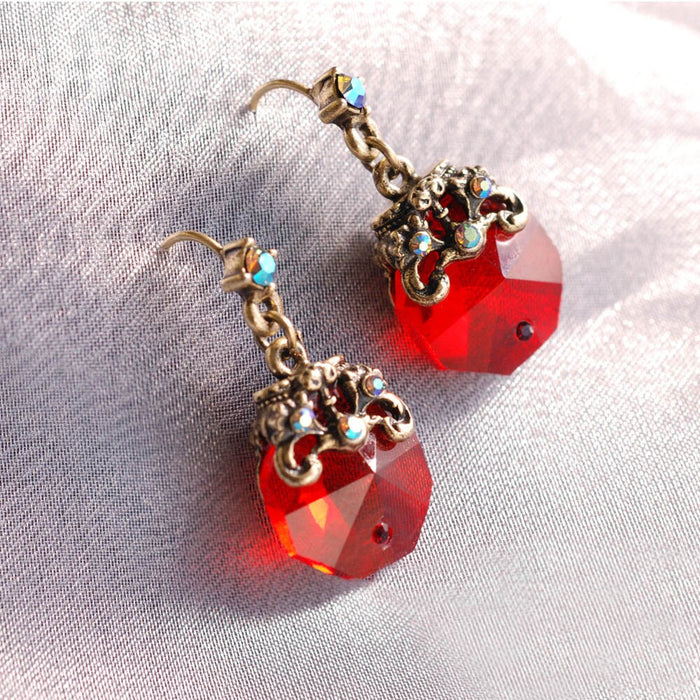 Prism Earrings, Crystal Earrings, Aqua Earrings, Octagon Prism Earrings, Emerald Earrings, Small Earrings, Delicate Earrings E1303