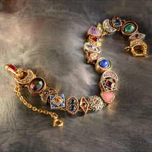 Load image into Gallery viewer, Vintage Slide Bracelet, Victorian Bracelet, Antique Bracelet, Vintage Charm Bracelet, Renaissance Jewelry, long length bracelet BR107