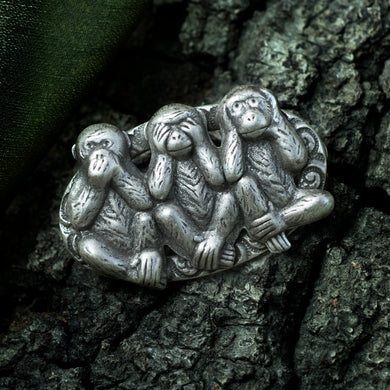 Speak no, See no, Hear no evil Monkey Brooch P661 - sweetromanceonlinejewelry