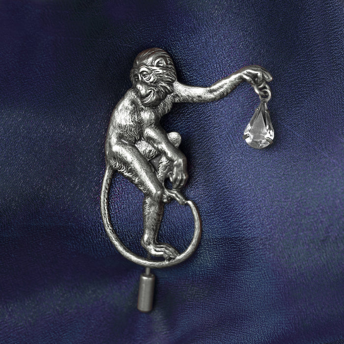 Mischievous Monkey w/ Crystal Pin P679 - sweetromanceonlinejewelry